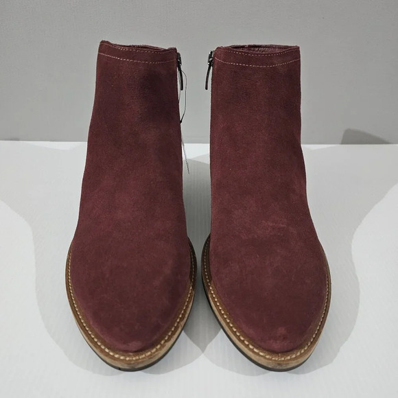 NEW Ecco Shape 35 Sartorelle Ankle Boot EU 40 Red Suede Water Resistant Low Heel - Picture 5 of 14